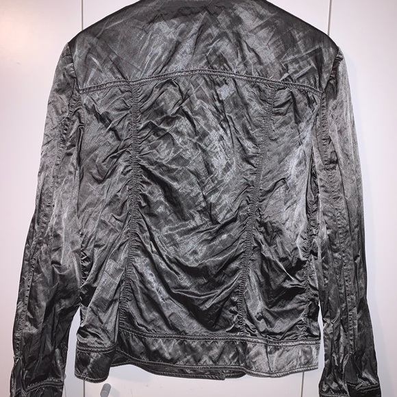 Size 14 Silver Shiny Button-Down Jacket - Picture 7 of 7